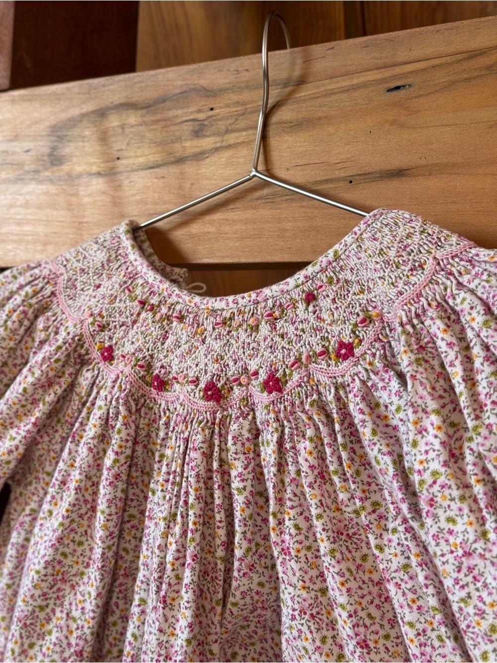 RARE Vtg 80s Carriage Boutiques 100% Cotton Hand Smocked Bishop Dress 4T